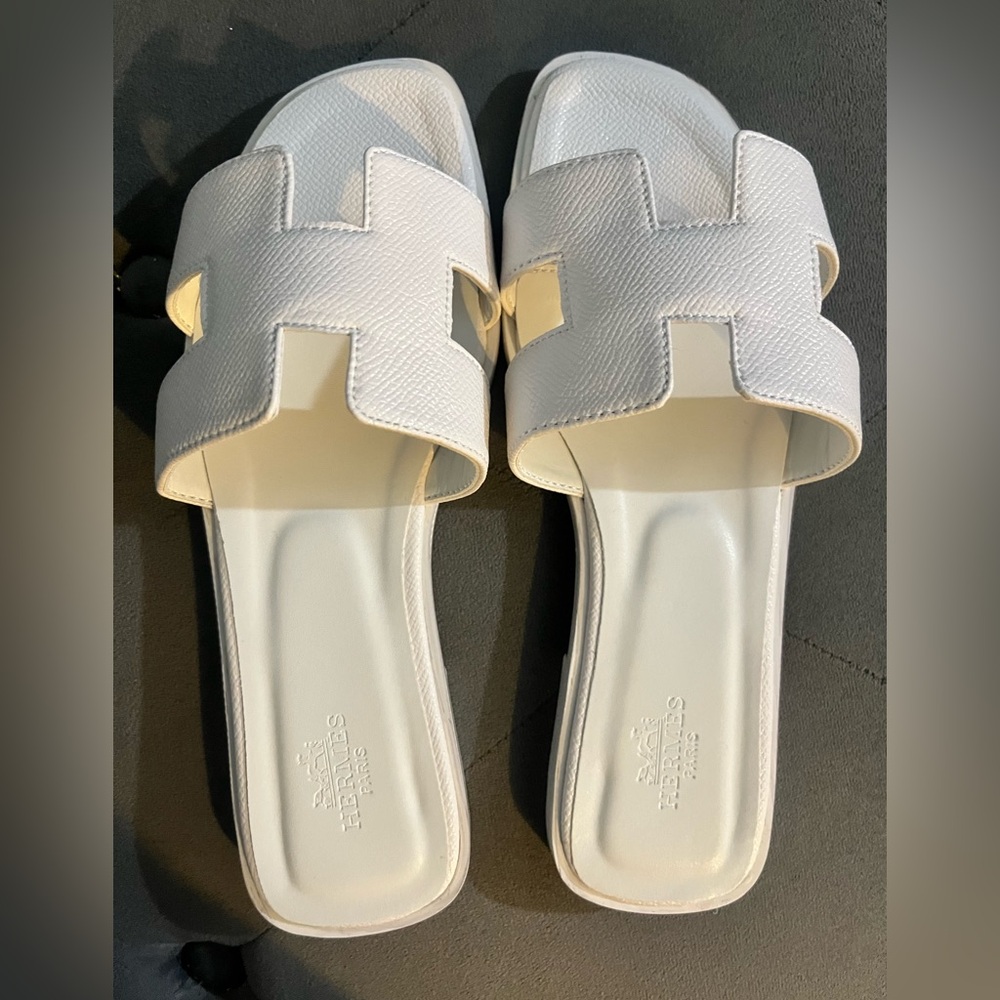 White Slide Sandals